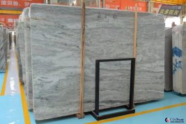 wavy grain light grey marble slab